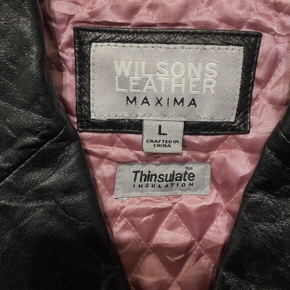 Wilsons Maxima Leather Jacket Womens Sz L Black Belted Lined Thinsulate SEE NOTE - Picture 4 of 9